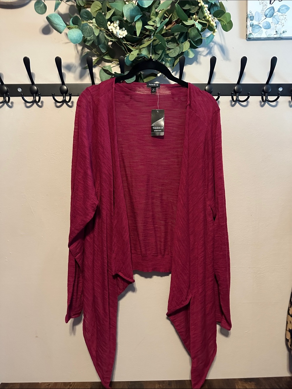 torrid Wine Open-Front Draped Cardigan